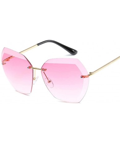 Oversized Rimless Sunglasses Women Designer Summer Oversized Vintage Shades Sun Glasses For Women Female Lady Sunglass - CP18...