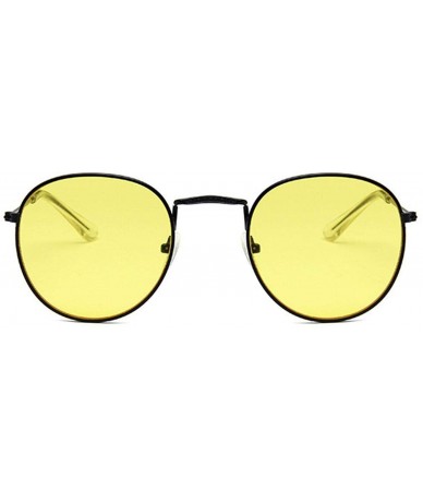 Goggle Retro Round Sunglasses Women Red Yellow Sun Glasses Womens Alloy Frame Mirror Sunglass Shades - Yellow - CK197Y7G9KZ $...