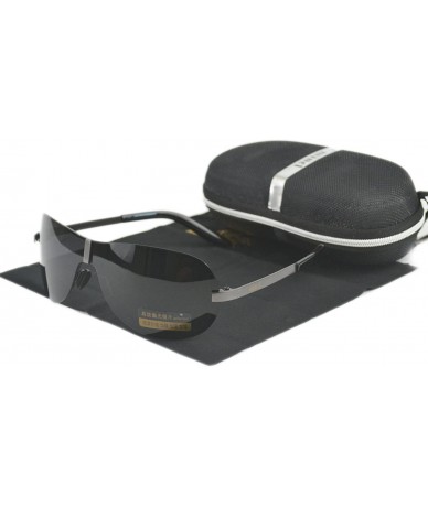 Square Men Polarized Brand Driving Sunglasses UV400 Fashion Flat Eye Wear With Case - Gun - CW12JAH3515 $15.47