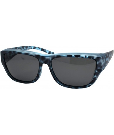 Rectangular TAC Polarized Lens Fit Over Sunglasses Matted Tortoise Print Rectangular UV400 - Blue - C4194G7LNDI $28.31