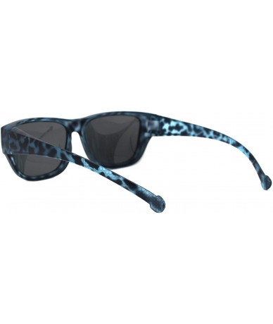 Rectangular TAC Polarized Lens Fit Over Sunglasses Matted Tortoise Print Rectangular UV400 - Blue - C4194G7LNDI $16.63