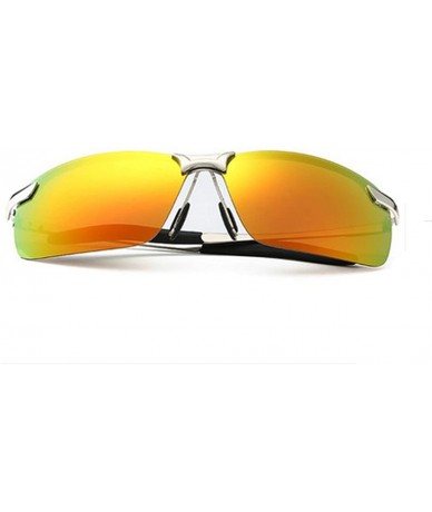 Rimless Men's Sports Style Polarized Sunglasses Driver Glasses By EYE LOVE-Glare Eliminating - Silver/Kumquat - CC12KBMA0AL $...
