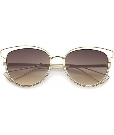 Cat Eye Womens Fashion Open Metal Frame Neutral-Colored Lens Cat Eye Sunglasses 55mm - Gold-white / Lavender - CS12JP6G1A3 $1...