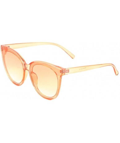 Round Flat Lens Round Cat Eye Crystal Color Sunglasses - Orange - CF197WU9QKU $28.00