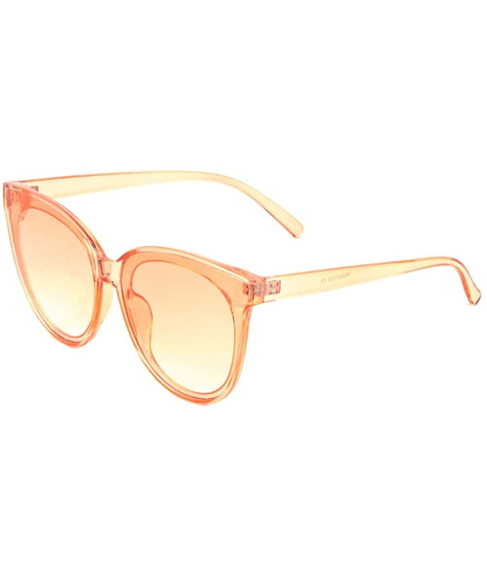 Round Flat Lens Round Cat Eye Crystal Color Sunglasses - Orange - CF197WU9QKU $11.27