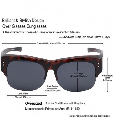 Wayfarer Over Glasses Sunglasses Polarized Lens for Women Men Semi Rimless Frame - CZ18CHT668Q $19.83