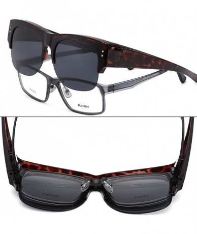 Wayfarer Over Glasses Sunglasses Polarized Lens for Women Men Semi Rimless Frame - CZ18CHT668Q $19.83