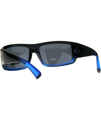 Rectangular Polarized Nitrogen Thick Plastic Warp Biker Sport Sunglasses - Black Blue Black - C618CA59K2S $11.77