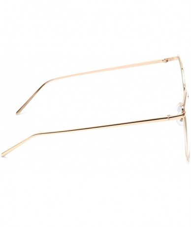 Oversized Oversized Women's Cat Eye Eyeglasses Metal Double Frame Clear Lens Slim Arms - Gold - CT18EQ8HXAR $23.91