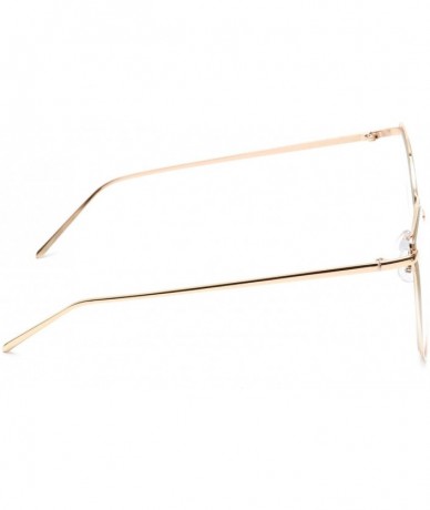 Oversized Oversized Women's Cat Eye Eyeglasses Metal Double Frame Clear Lens Slim Arms - Gold - CT18EQ8HXAR $12.96