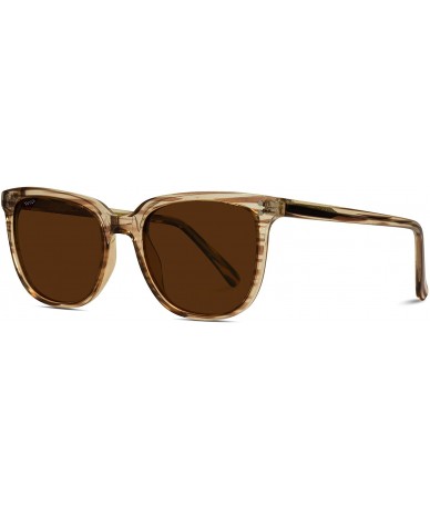 Square Classic Polarized Square Flat Retro Unisex Men Women Sunglasses - Brown Pattern / Brown Lens - C0193MY4R8I $55.17