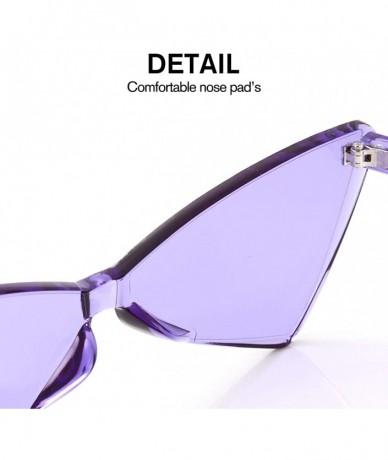 Rimless Triangle Rimless Sunglasses One Piece Colored Transparent Sunglasses For Women and Men - Purple - CJ18LARRYTH $9.93