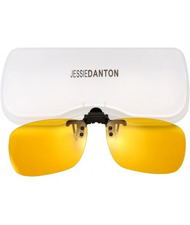 Round Polarized Clip-on Flip Up Metal Clip Rimless Sunglasses for Prescription Glasses - Yellow(night) - CA17YH0Y5WK $14.61