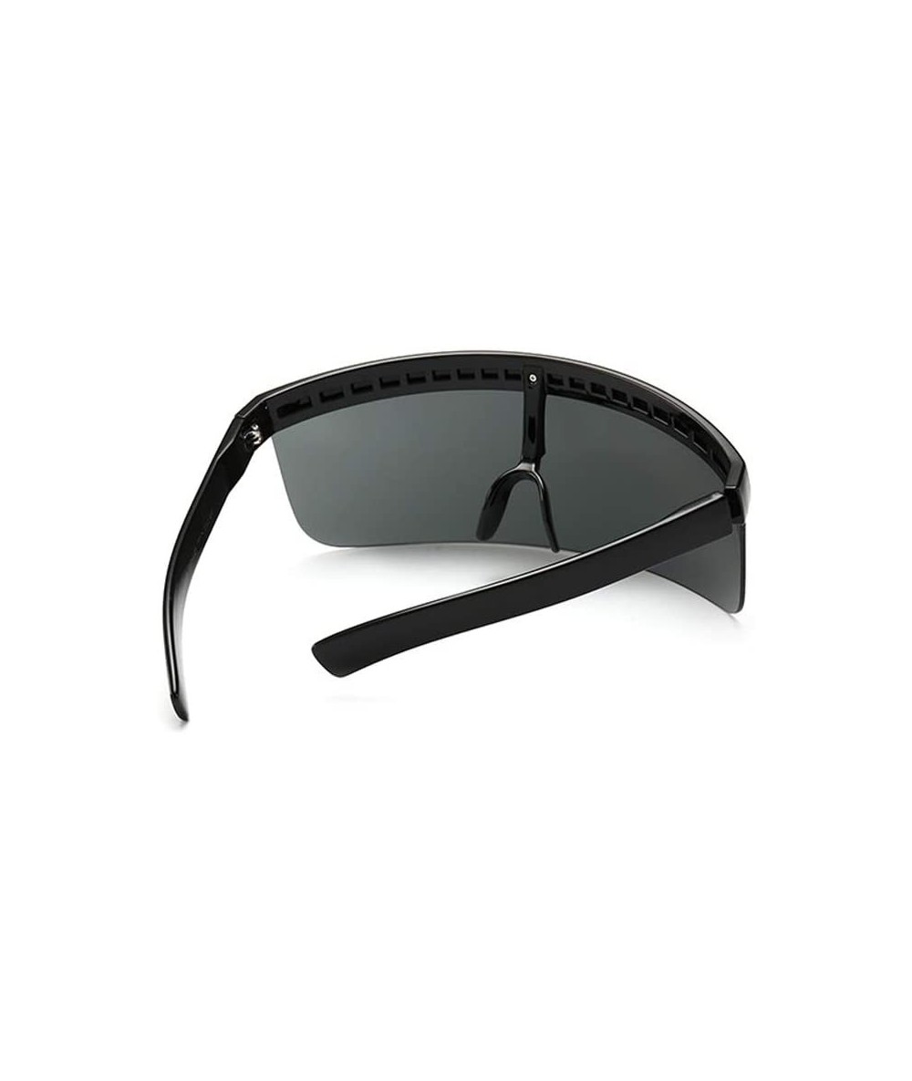 Retro Futuristic Oversize Shield Visor Single Sunglasses Flat Top Mirrored  Mono Lens 172mm for Men Women - 1pcs - C81904DRATY
