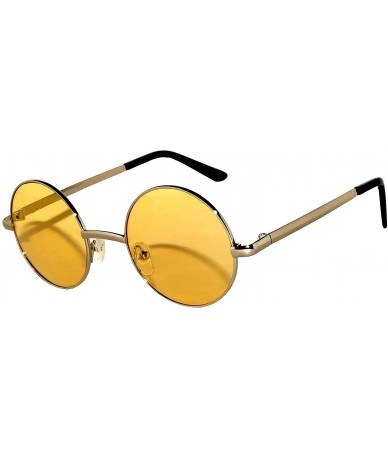 Round Round Retro Small Circle Tint & Mirror Colored Lens 43-55 mm Sunglasses Metal - Round_43mm_yellow - CE183XEIH97 $10.80