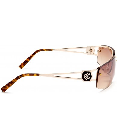 Semi-rimless Men's R1022 Semi-Rimless Rectangular Metal Sunglasses with 100% UV Protection- 65 mm - Gold - C21148VZFUT $44.86