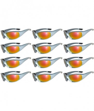 Sport 12 PCS Motorcycle Padded Foam Glasses Colored Lens Sunglasses Pink White Silver - 12-moto-silver-red-mirror - C718CZ8Q8...