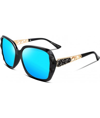 Butterfly Classic Polarized Women Sunglasses Sparkling Composite Frame B2289 - Ice Blue - C118CQL22KU $25.61