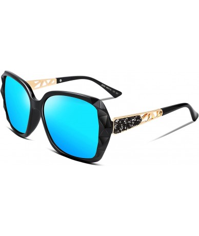 Butterfly Classic Polarized Women Sunglasses Sparkling Composite Frame B2289 - Ice Blue - C118CQL22KU $15.03