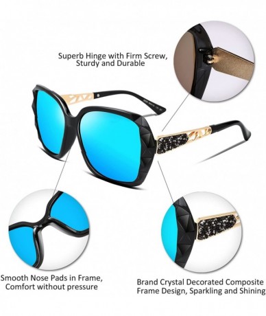 Butterfly Classic Polarized Women Sunglasses Sparkling Composite Frame B2289 - Ice Blue - C118CQL22KU $15.03