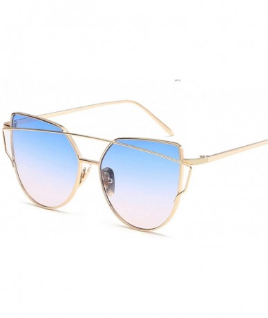 Square Sunglasses Women Luxury Cat Eye Design Mirror Flat Rose Gold Vintage Cateye Fashion Sun Glasses Eyewear - A2 - CN197A2...