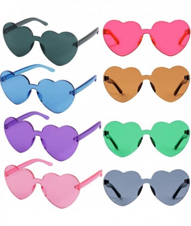 Rimless Heart Shaped Rimless Sunglasses Party Favors Frameless Glasses Tinted Eyewear Monoblock Transparent Candy Color - CX1...