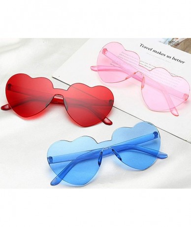 Rimless Heart Shaped Rimless Sunglasses Party Favors Frameless Glasses Tinted Eyewear Monoblock Transparent Candy Color - CX1...