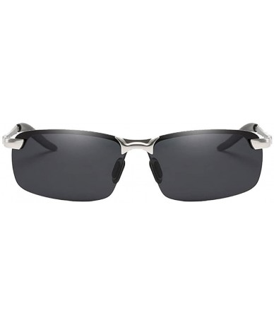 Square Sport Polarized Sunglasses Mens Driving aviator Sun Glasses men polarized shades - Silver/Grey - CJ184AC636X $8.43