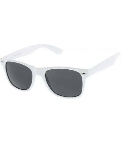 Wayfarer Retro Wide Temples Neutral-Colored Lens Horn Rimmed Sunglasses 55mm - White / Smoke - CG12N449UCP $12.50