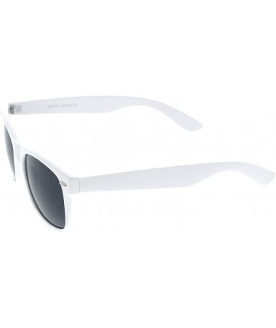 Wayfarer Retro Wide Temples Neutral-Colored Lens Horn Rimmed Sunglasses 55mm - White / Smoke - CG12N449UCP $12.50