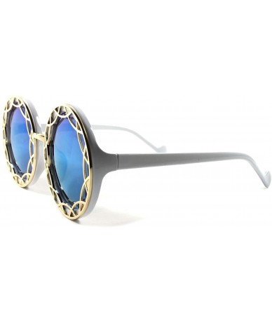 Oversized Sexy Designer Upscale Mirrored Lens Oversized Womens Sunglasses - White & Gold - CQ189ANRENH $27.38