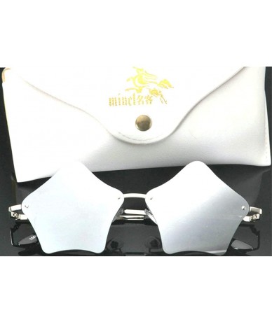 Cat Eye Super Cute Star Shape Rimless Sunglasses Metal Frame Transparent Candy Color Eyewear - White Mercury - C718GW0T52Y $2...