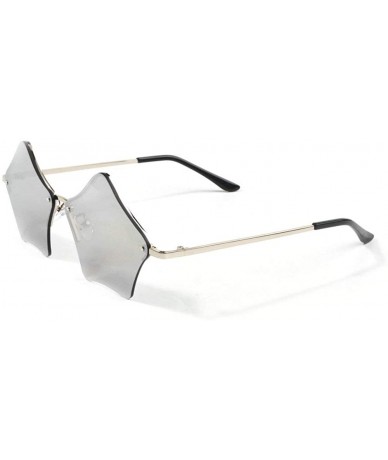 Cat Eye Super Cute Star Shape Rimless Sunglasses Metal Frame Transparent Candy Color Eyewear - White Mercury - C718GW0T52Y $1...