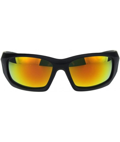Sport Mens Aerodynamic Robotic Futurism Black Plastic Sport Sunglasses - Matte Black Orange Mirror - CW18QQ2S503 $8.06