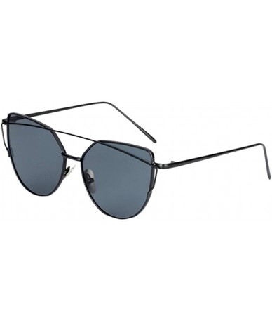 Cat Eye Sunglasses for Women-Cat Eye Mirrored + Transparent Flat Lenses Metal Frame Sunglasses UV400 - C5 - CF18ULAUXDQ $12.97