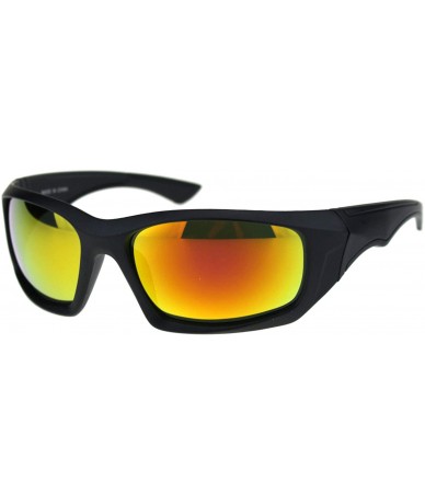Sport Mens Aerodynamic Robotic Futurism Black Plastic Sport Sunglasses - Matte Black Orange Mirror - CW18QQ2S503 $8.06