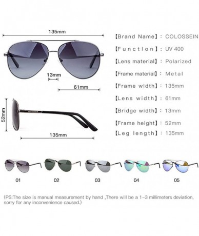Oval Fashion Men Sunglasses Pilot Style Oval Metal Frame TAC Polarized Eyewear Grey - Green Mirrored - CC18YKT9GYS $11.78