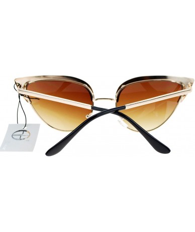 Cat Eye Womens Full Metal Half Rim 2 Tone Cat Eye Sunglasses - Gold Brown - C511XOLXFVF $8.79