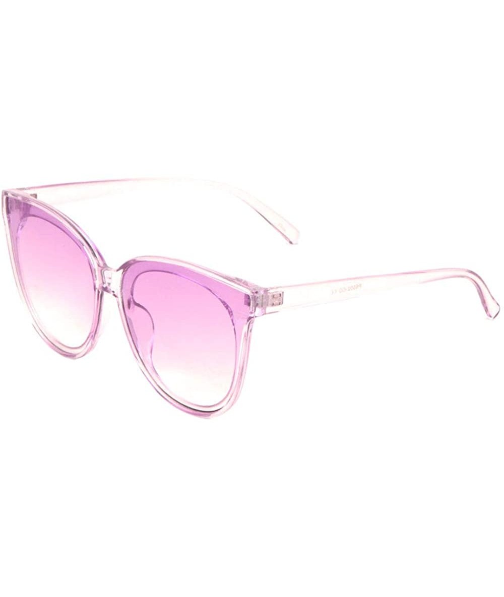 Round Flat Lens Round Cat Eye Crystal Color Sunglasses - Purple - CZ197WROUZL $10.70