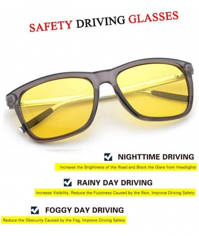 Rectangular HD Night Driving Glasses for Men Women Anti-glare Safety Glasses- Perfect for Any Weather - CW189C6UW2E $22.59