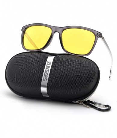 Rectangular HD Night Driving Glasses for Men Women Anti-glare Safety Glasses- Perfect for Any Weather - CW189C6UW2E $22.59