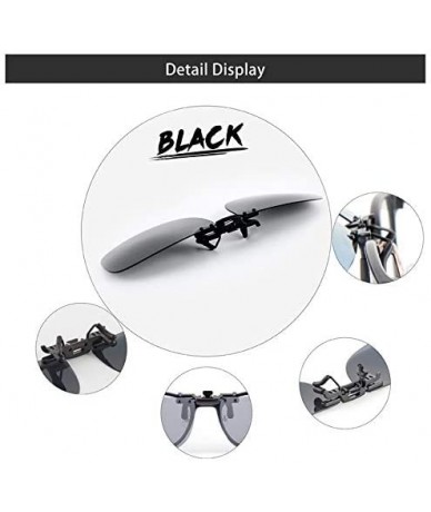 Rectangular Polarized Clip on Sunglasses- UV Protection/Anti-glare- Small Metal Clip- Driving/Fishing/Outdoor- Unisex- Black ...