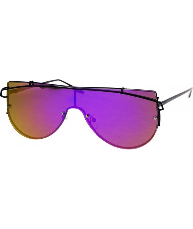 Shield Retro Flat Panel Shield Disco Futurism Sunglasses - Black Purple - CI12N1CIBWW $24.86