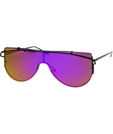 Shield Retro Flat Panel Shield Disco Futurism Sunglasses - Black Purple - CI12N1CIBWW $21.61