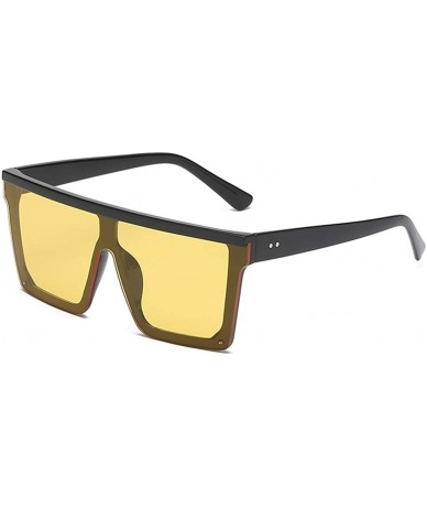 Rectangular Fashion Man Women Irregular Shape Sunglasses Glasses Vintage Retro Style Plastic Sunglasses - Black&yellow - C918...