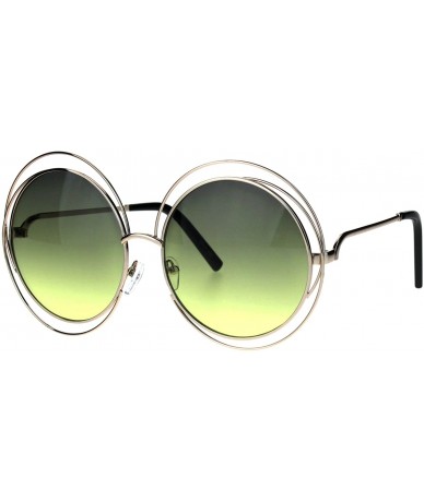 Round Womens Retro Oversize Scribble Mulit Rim Round Circle Lens Hippie Sunglasses - Gold Green - CH1862Y7TAM $9.24