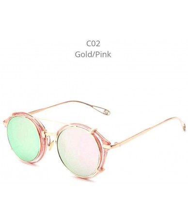 Aviator Vintage Eyewear With Sunglasses Flip Cover Classic Designer Sun Gold Black - Gold Pink - CH18XE0XTE0 $23.45