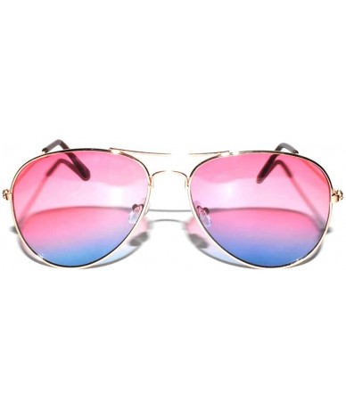 Aviator 12 Pieces Wholesale Aviator Sunglasses Two Tone Color Lens Gold Metal Frame - 064-pink-blue-12 Pairs - CJ18LL9XWOO $4...