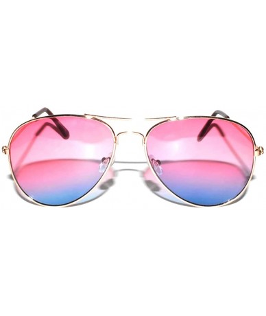 Aviator 12 Pieces Wholesale Aviator Sunglasses Two Tone Color Lens Gold Metal Frame - 064-pink-blue-12 Pairs - CJ18LL9XWOO $1...