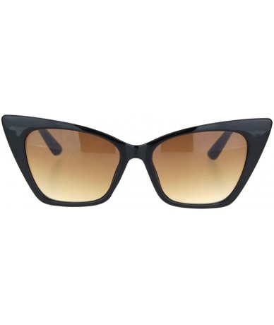 Rectangular Womens Retro Squared Cat Eye Gothic Plastic Sunglasses - Black Gradient Brown - CB18O9MNUNW $7.69